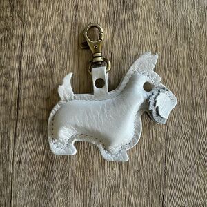 Pearl Leather Dog Charm Scottie Dog Schnauzer Purse Charm Portland Leather NEW R